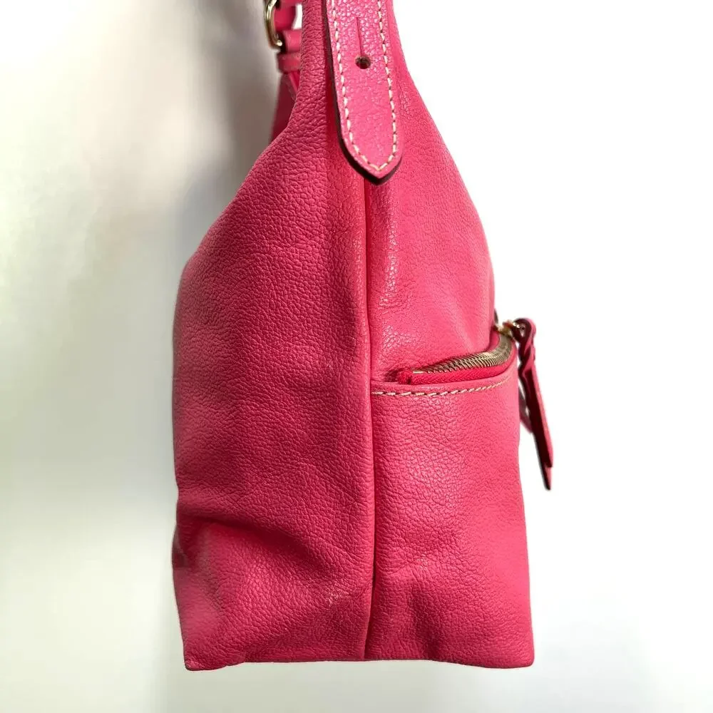 Dooney and Bourke Dillen Zipper Pocket Small Hobo Bag Pink Handbag Purse